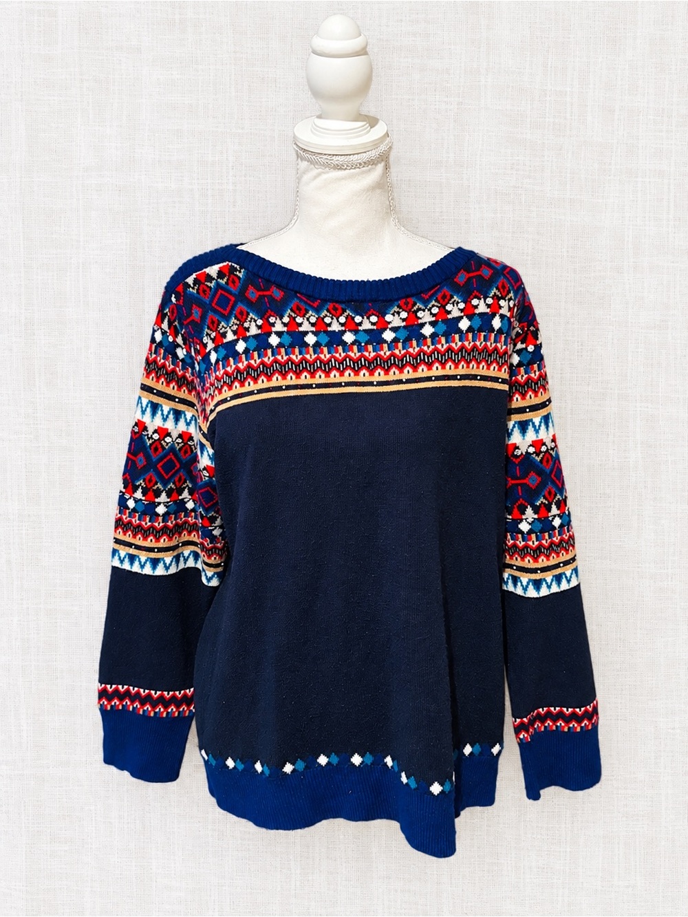 Vintage Tradition Country Collection Fair Isle Nordic Sweater Petite L 16P